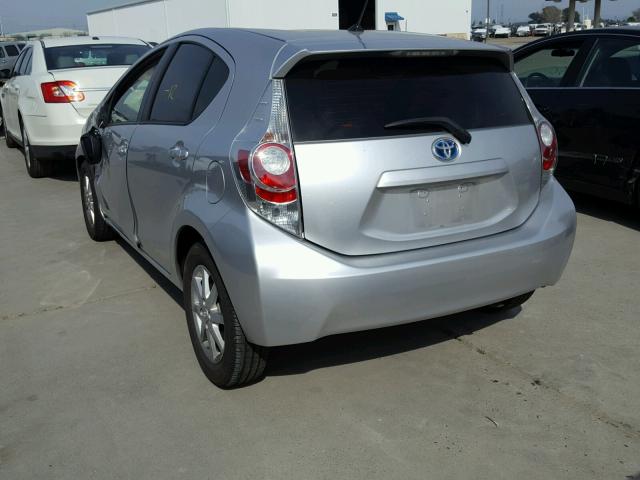 JTDKDTB39C1502316 - 2012 TOYOTA PRIUS C SILVER photo 3