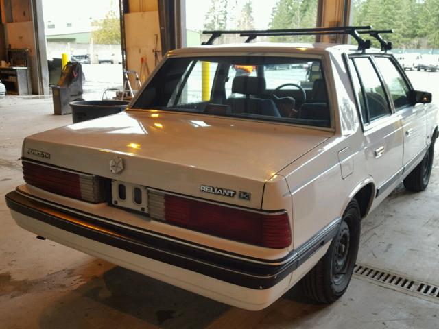 1P3BP46K5JC259779 - 1988 PLYMOUTH RELIANT LE WHITE photo 4