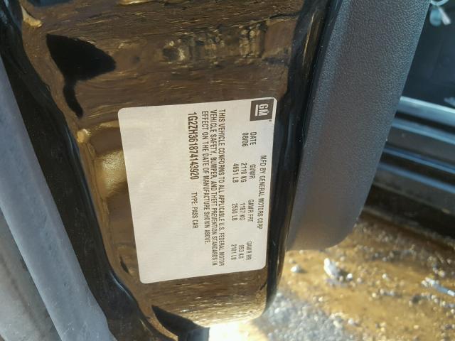 1G2ZH361874143920 - 2007 PONTIAC G6 GT BLACK photo 10