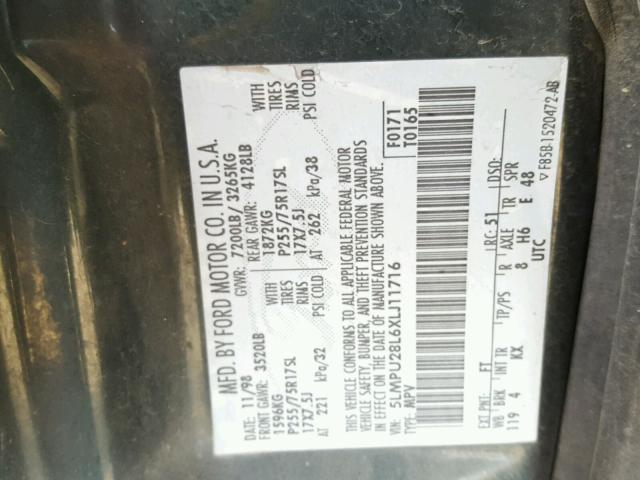 5LMPU28L6XLJ11716 - 1999 LINCOLN NAVIGATOR 绿色 照片 10