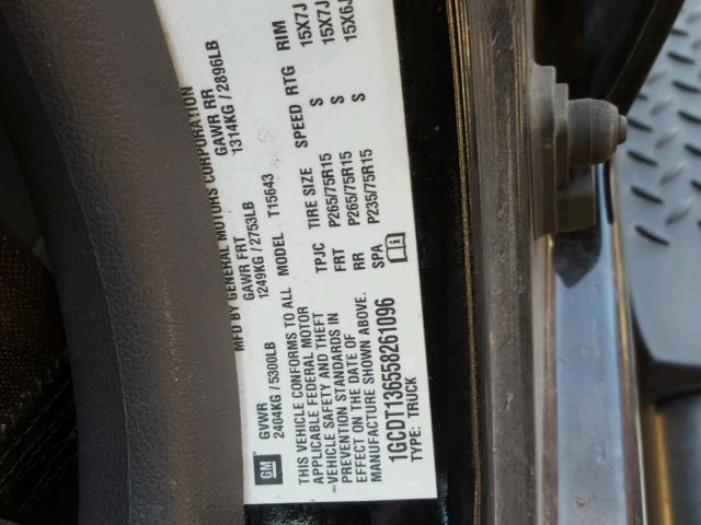 1GCDT136558261096 - 2005 CHEVROLET COLORADO BLACK photo 10