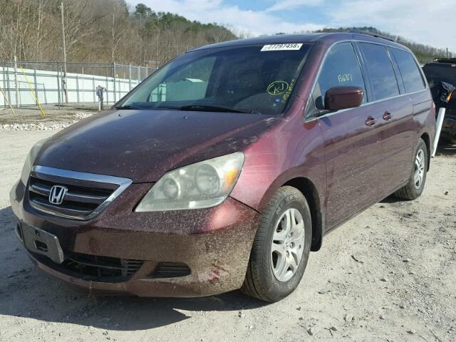 5FNRL38607B418420 - 2007 HONDA ODYSSEY EX MAROON photo 2