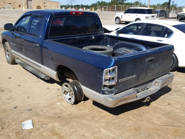 1B7HA18Z52J115764 - 2002 DODGE RAM 1500 BLUE photo 3