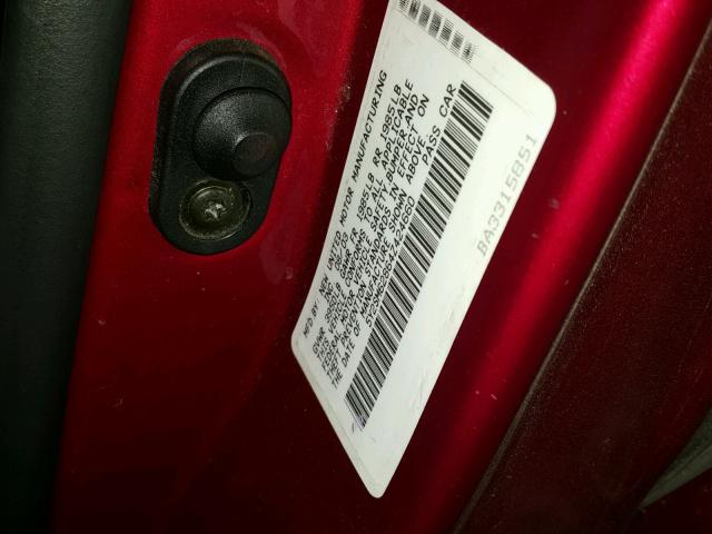 5Y2SM62864Z424660 - 2004 PONTIAC VIBE RED photo 10