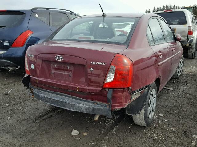 KMHCN45C18U262487 - 2008 HYUNDAI ACCENT GLS RED photo 4