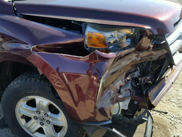 2HKYF18187H520125 - 2007 HONDA PILOT LX BURGUNDY photo 9