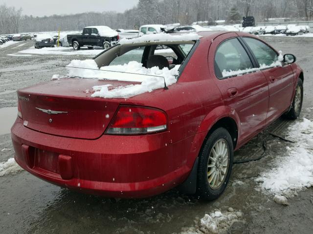 1C3EL46X64N212472 - 2004 CHRYSLER SEBRING LX RED photo 4