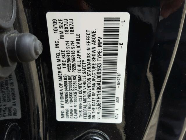 5J6YH1H99AL000593 - 2010 HONDA ELEMENT SC BLACK photo 10