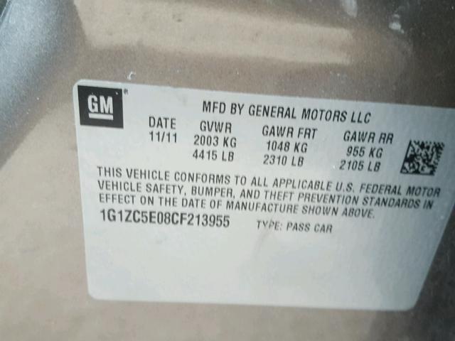 1G1ZC5E08CF213955 - 2012 CHEVROLET MALIBU 1LT 棕色 照片 10