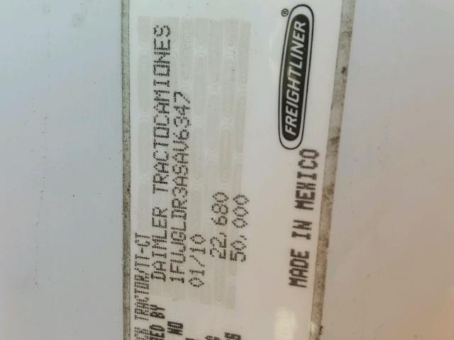 1FUJGLDR3ASAV6347 - 2010 FREIGHTLINER CASCADIA 1 WHITE photo 10