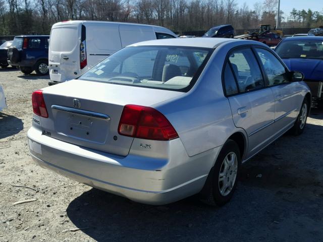 1HGES16592L032697 - 2002 HONDA CIVIC LX SILVER photo 4