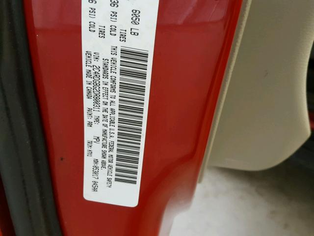 2C4RDGBG2DR800311 - 2013 DODGE GRAND CARA RED photo 10