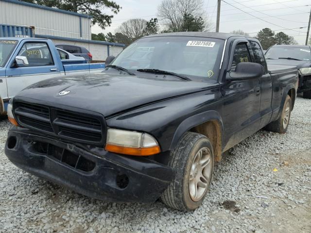 1B7GL22Z21S215754 - 2001 DODGE DAKOTA BLACK photo 2