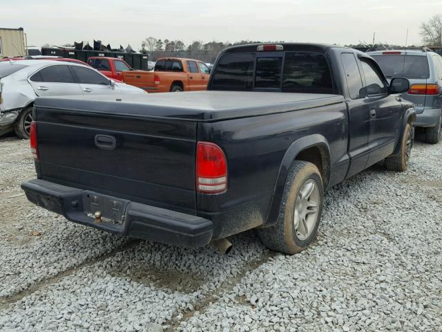 1B7GL22Z21S215754 - 2001 DODGE DAKOTA BLACK photo 4