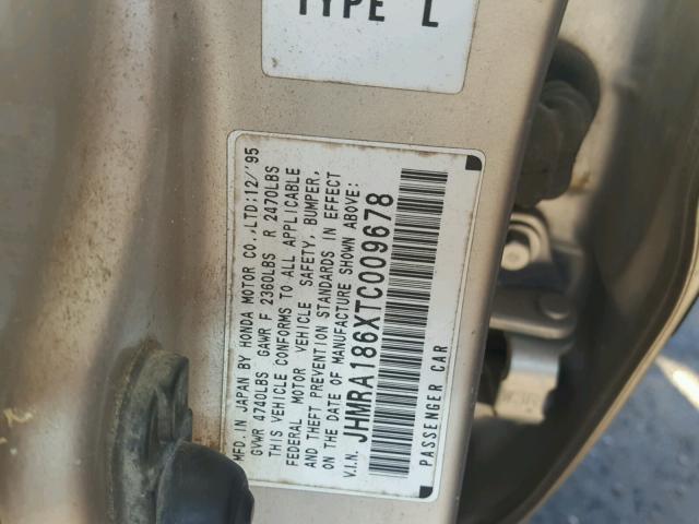 JHMRA186XTC009678 - 1996 HONDA ODYSSEY BA GOLD photo 10