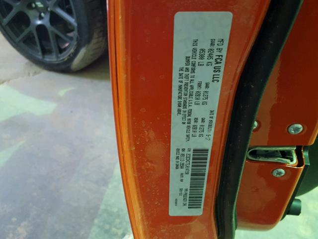 2C3CDXCT5JH147190 - 2018 DODGE CHARGER R/ ORANGE photo 10