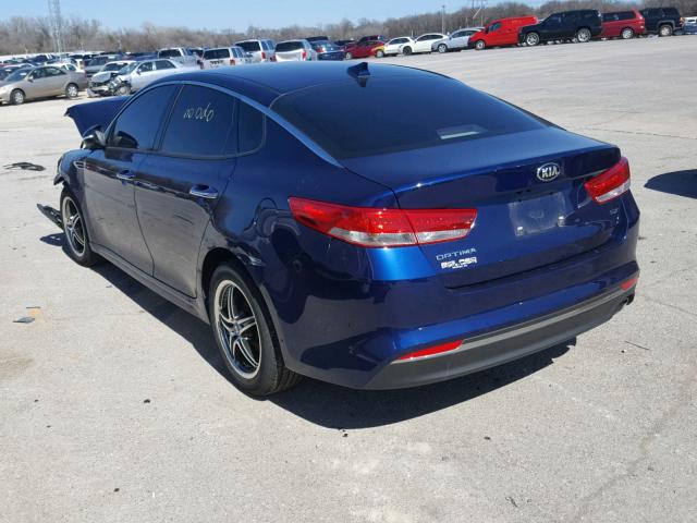 5XXGU4L31GG113352 - 2016 KIA OPTIMA EX BLUE photo 3