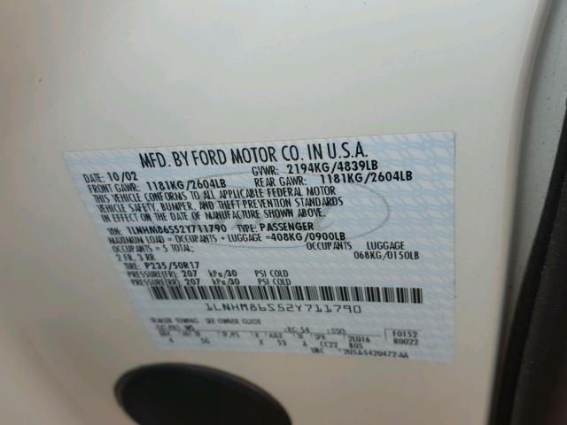 1LNHM86S52Y711790 - 2002 LINCOLN LS 白色 照片 10