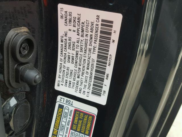 2HGFG3B04FH529137 - 2015 HONDA CIVIC EXL 黑色 照片 10