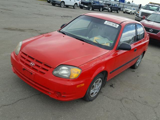 KMHCF35C93U265119 - 2003 HYUNDAI ACCENT L RED photo 2