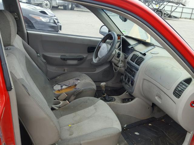 KMHCF35C93U265119 - 2003 HYUNDAI ACCENT L RED photo 5