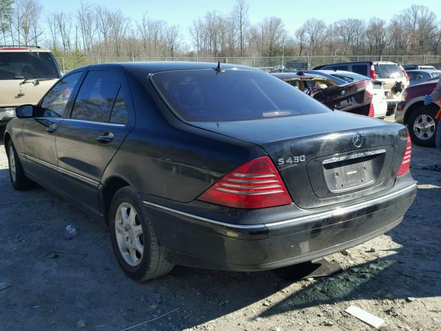 WDBNG70J11A185107 - 2001 MERCEDES-BENZ S 430 BLACK photo 3