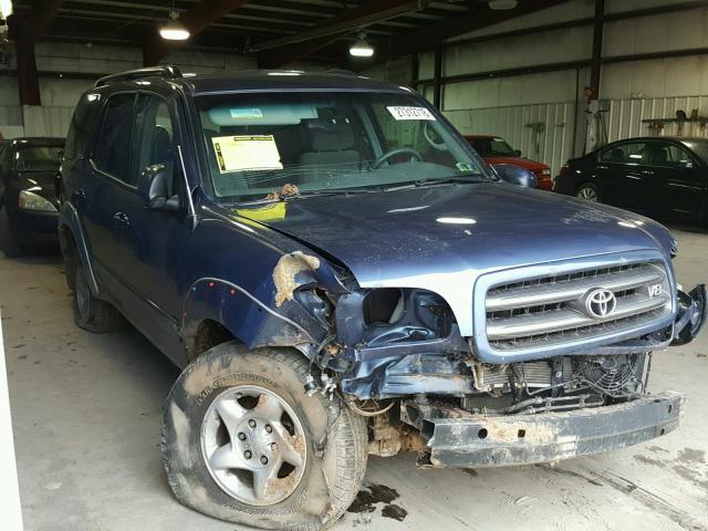 5TDBT44A72S096350 - 2002 TOYOTA SEQUOIA SR BLUE photo 1