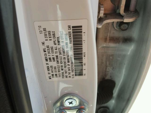 1HGCP2F83BA065618 - 2011 HONDA ACCORD EXL WHITE photo 10