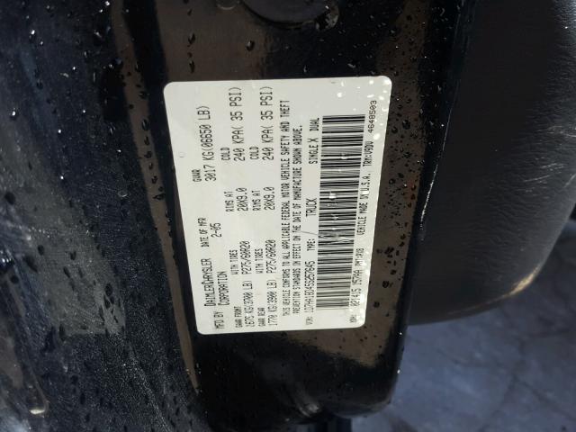 1D7HA18D45S257645 - 2005 DODGE RAM 1500 S BLACK photo 10