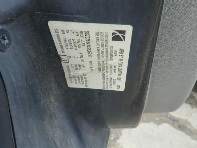 5GZCZ63414S835716 - 2004 SATURN VUE BLACK photo 10