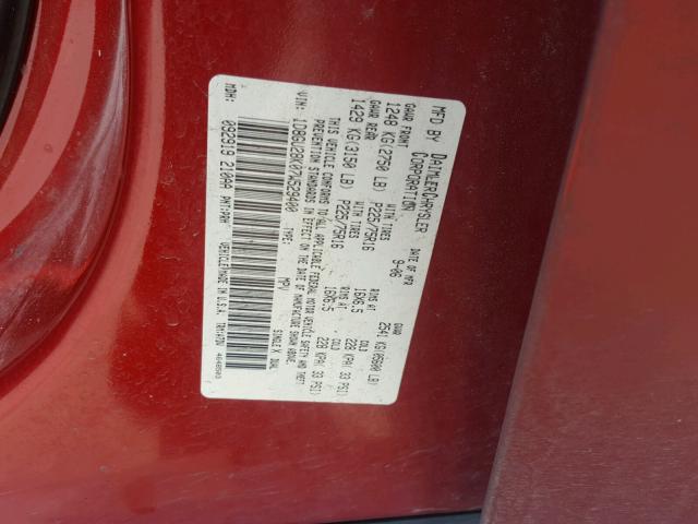 1D8GU28K07W529400 - 2007 DODGE NITRO SXT RED photo 10