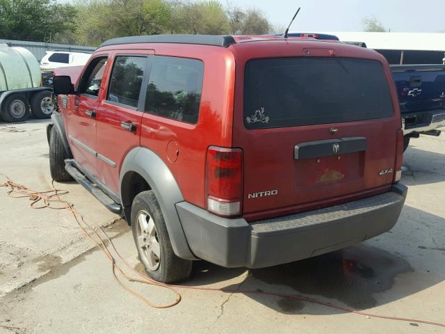 1D8GU28K07W529400 - 2007 DODGE NITRO SXT RED photo 3