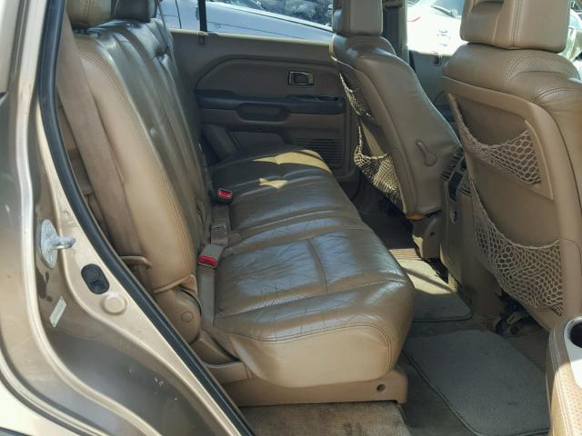 2HKYF18614H616301 - 2004 HONDA PILOT EXL GOLD photo 6