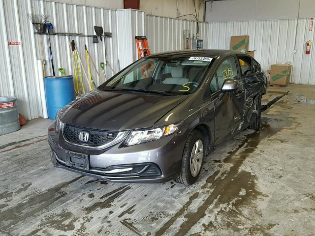 19XFB2F50DE015890 - 2013 HONDA CIVIC LX GRAY photo 2