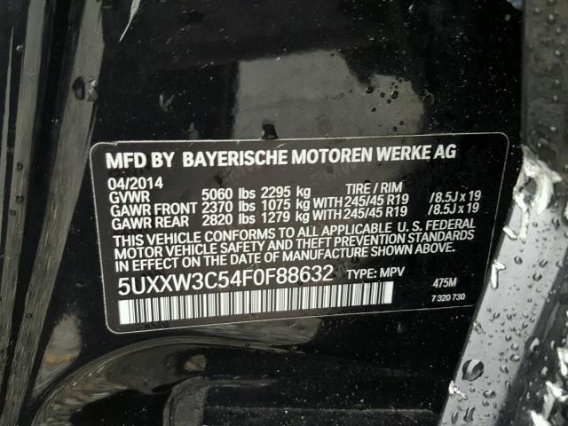 5UXXW3C54F0F88632 - 2015 BMW X4 XDRIVE2 أسود صورة 10