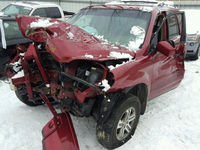 2HKYF18594H569574 - 2004 HONDA PILOT EXL BURGUNDY photo 2