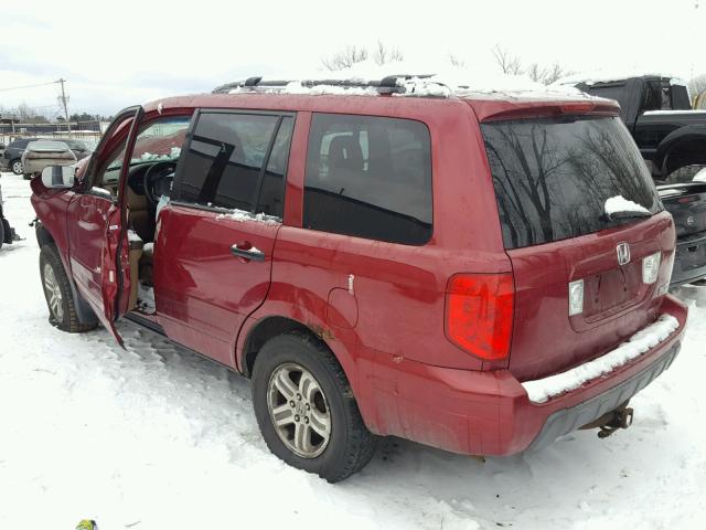 2HKYF18594H569574 - 2004 HONDA PILOT EXL BURGUNDY photo 3