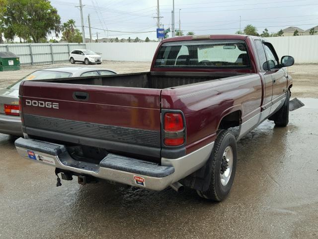 1B7KC2366YJ127272 - 2000 DODGE RAM 2500 BURGUNDY photo 4