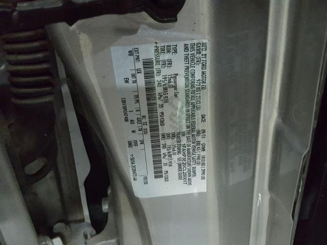 1FAHP3E20CL250017 - 2012 FORD FOCUS S SILVER photo 10