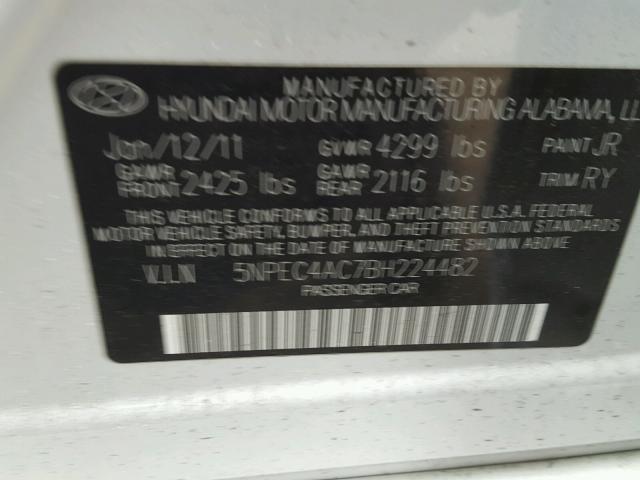 5NPEC4AC7BH224482 - 2011 HYUNDAI SONATA SE/ WHITE photo 10