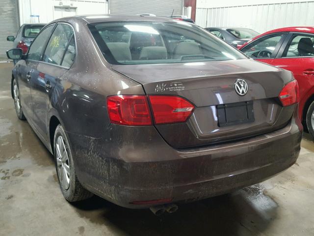 3VW2K7AJXBM113616 - 2011 VOLKSWAGEN JETTA BASE 棕色 照片 3
