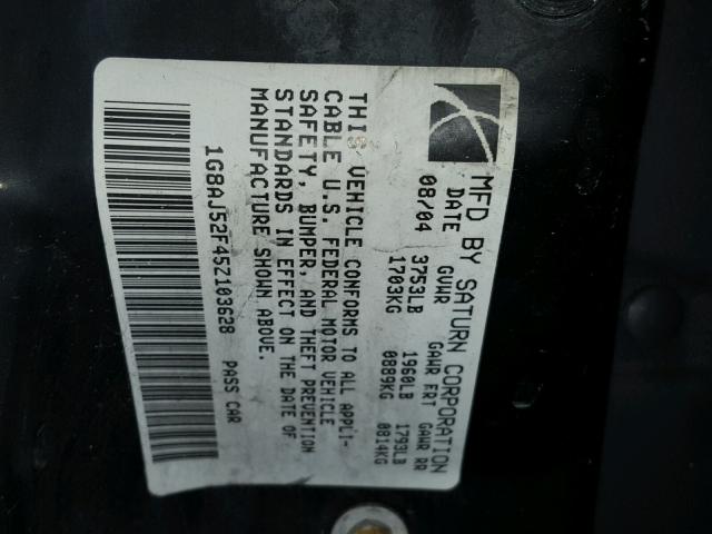 1G8AJ52F45Z103628 - 2005 SATURN ION LEVEL SILVER photo 10