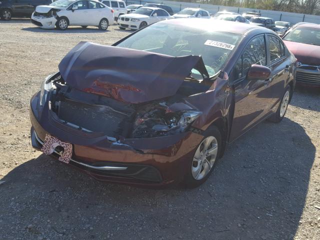 19XFB2F50FE002477 - 2015 HONDA CIVIC LX MAROON photo 2