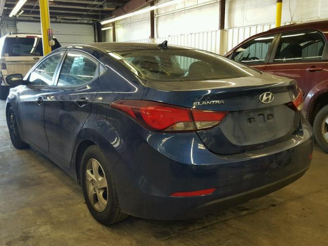 5NPDH4AE4FH645161 - 2015 HYUNDAI ELANTRA SE BLUE photo 3