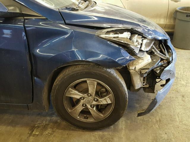 5NPDH4AE4FH645161 - 2015 HYUNDAI ELANTRA SE BLUE photo 9