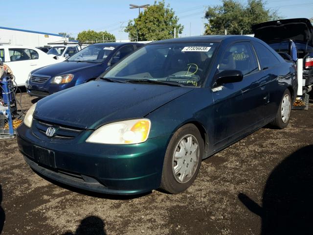 1HGEM22971L062515 - 2001 HONDA CIVIC SI GREEN photo 2