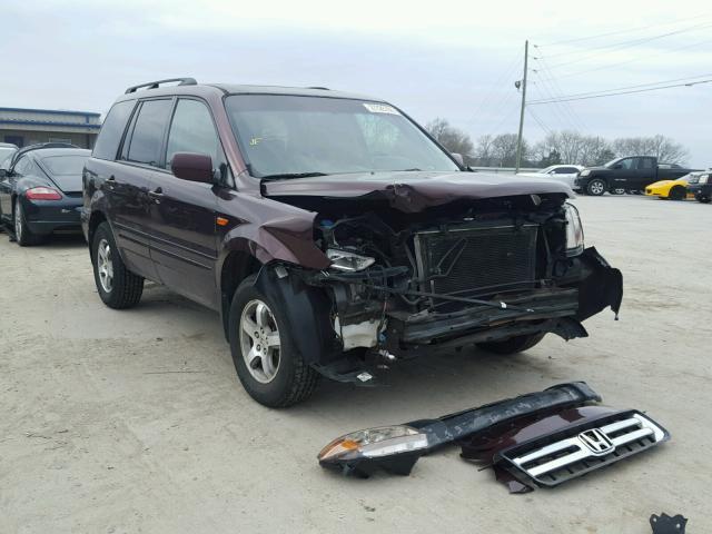 2HKYF186X7H515777 - 2007 HONDA PILOT EXL BURGUNDY photo 1