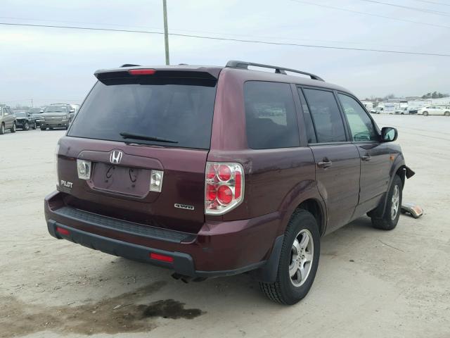 2HKYF186X7H515777 - 2007 HONDA PILOT EXL BURGUNDY photo 4