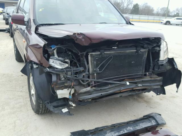 2HKYF186X7H515777 - 2007 HONDA PILOT EXL BURGUNDY photo 9