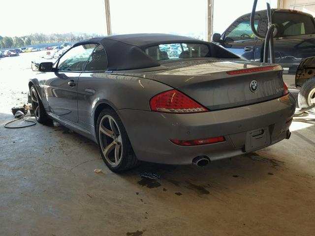 WBAEB53578CX62964 - 2008 BMW 650 I GRAY photo 3